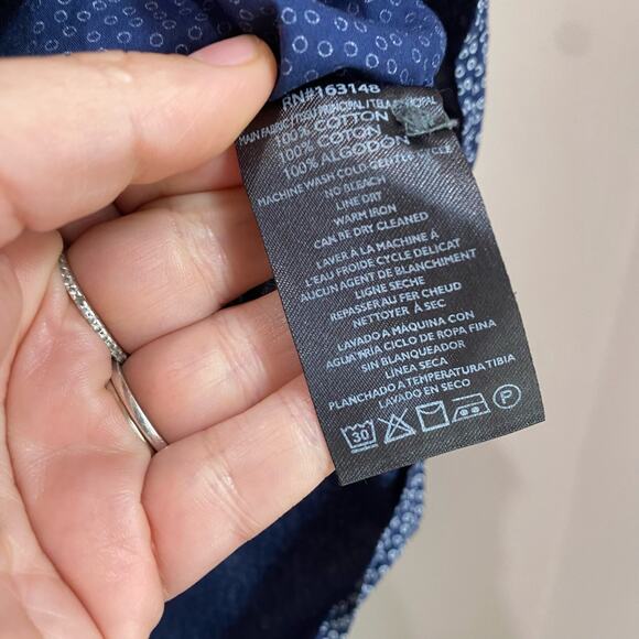 Slate & Stone Navy Circle Print Short Sleeve Button Down Size L - Picture 4 of 9